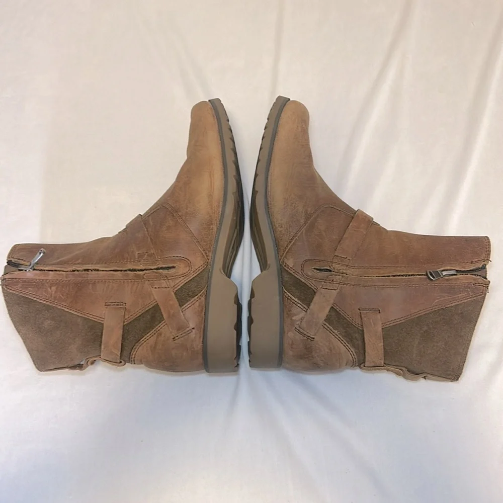 NEW Teva Zip Closure Camel Leather Suede Ankle Boots Women’s Size 6 - Picture 8 of 16